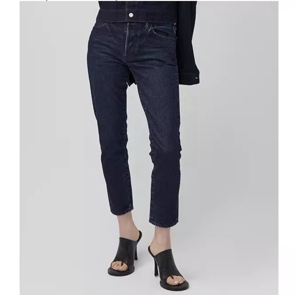 Moussy Vintage Tapered Dark Blue High Rise Denim Jeans Size 29 New